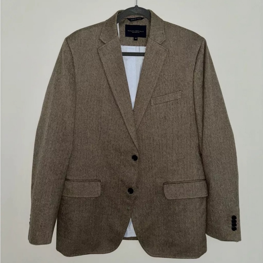 BANANA REPUBLIC GREY/GREEN TAILORED FIT PLAID 2 BUTTON BLAZER MENS SIZE 42R